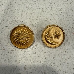 Anne Klein  Gold Sun and Moon Earrings celestial gold vintage